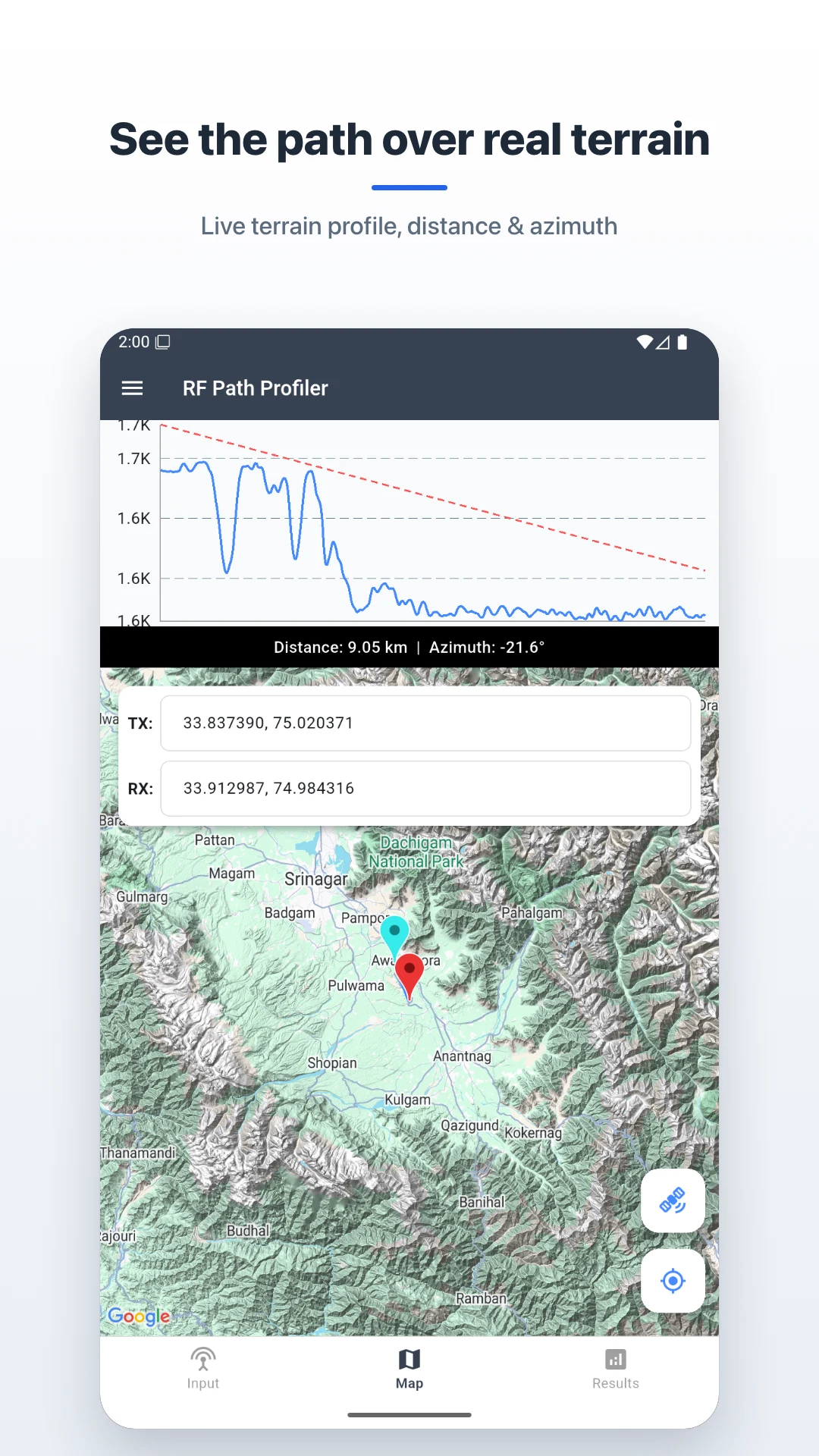 RF Link - Signal Strength, LOS screenshot